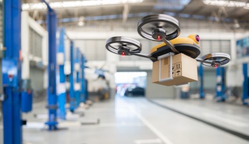 Drone delivering package, future of delivery, Purolator