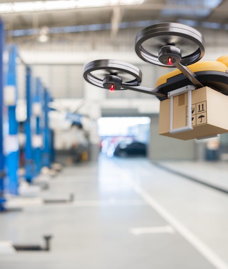 Drone delivering package, future of delivery, Purolator