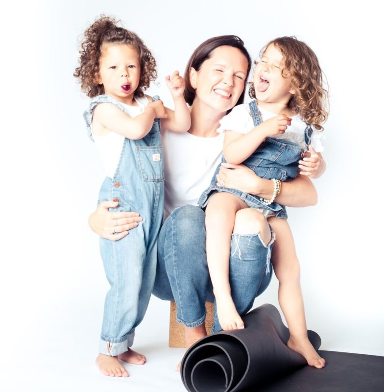 Mindful Yoga founder and her two children laughing