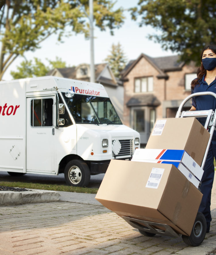 Purolator courier with consolidated shipment for sustainable shipping
