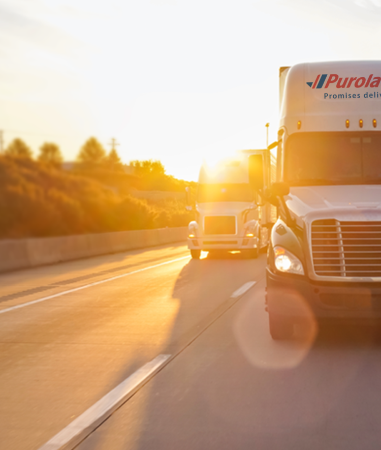 Purolator freight truck being used for LTL shipping