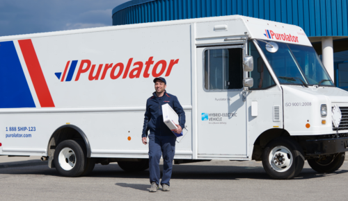 Purolator courier delivering Section 321 shipment