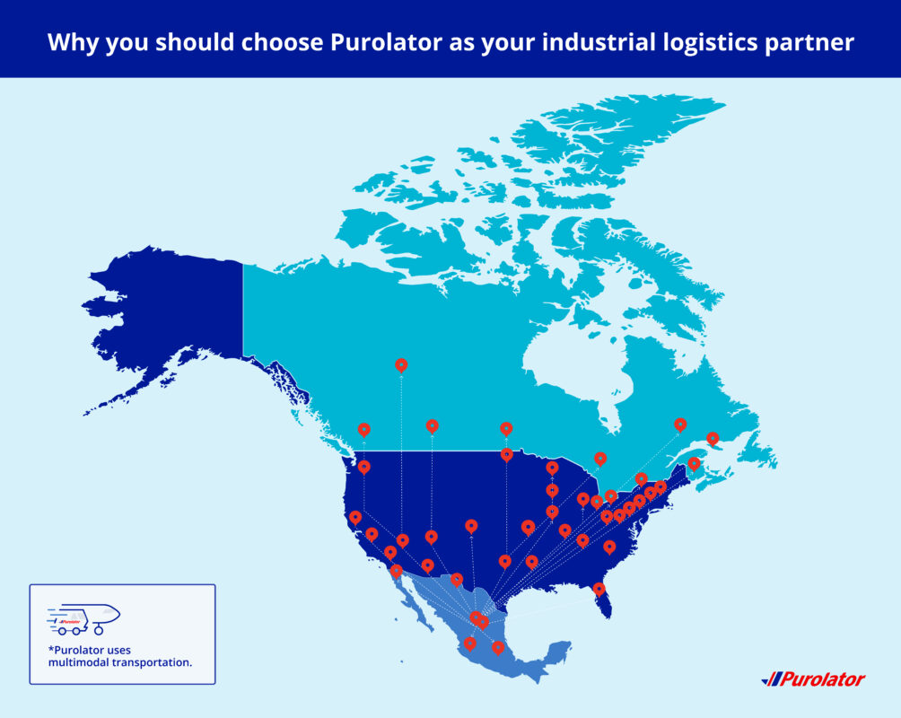 Purolator North American coverage map