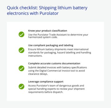Shipping lithium battery electronics